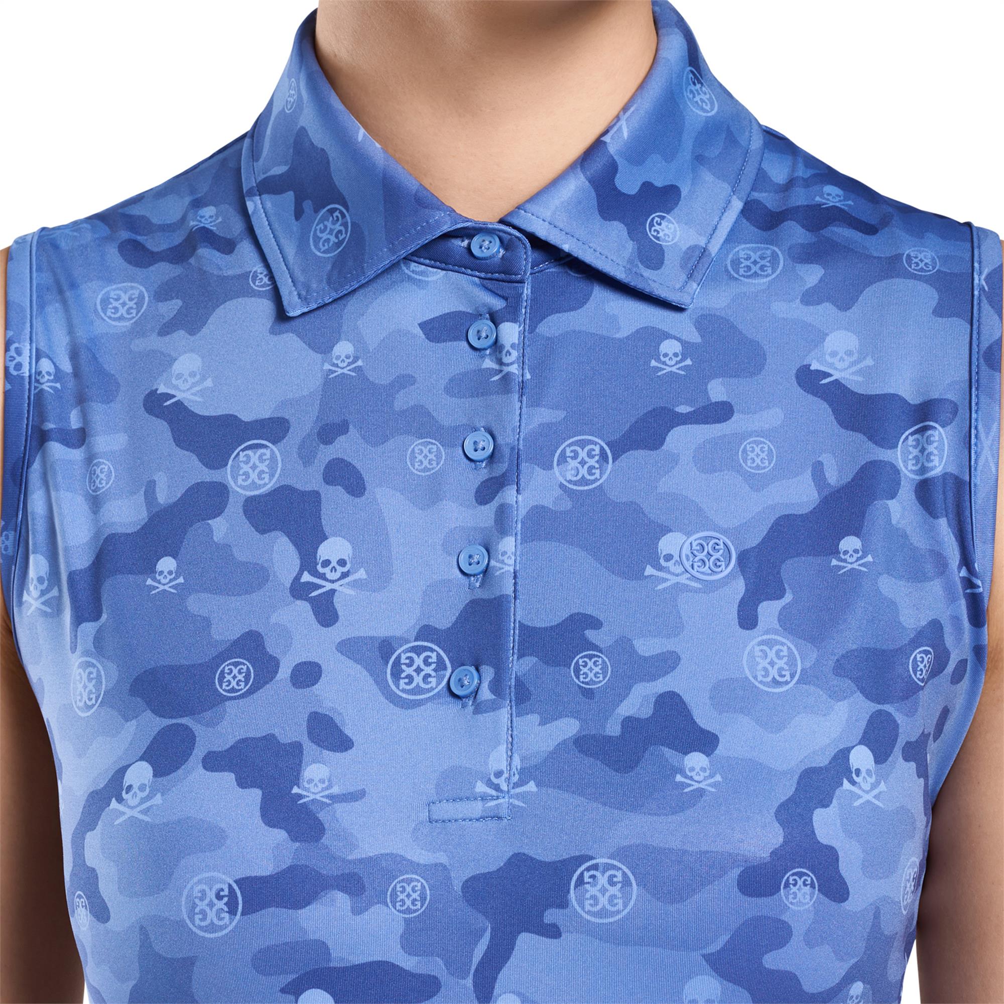 Ladies G/FORE Icon Camo Sleeveless Polo Danube